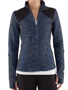 Lululemon Forme Full Zip Jacket Women 6 Blue Black